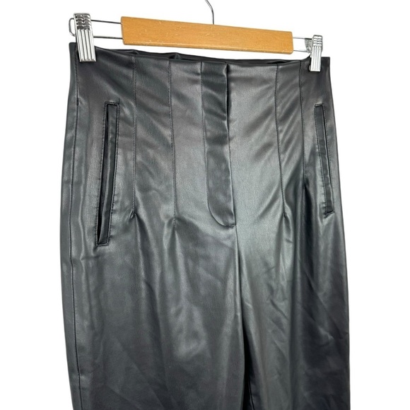 Zara Ankle Faux Leather Pants High Rise  Black Size Small - Picture 4 of 14